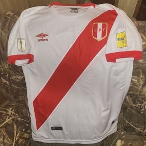 Men's Umbro Paolo Guerrero FPF Soccer/Futbol White/Red Jersey Shirt-Large